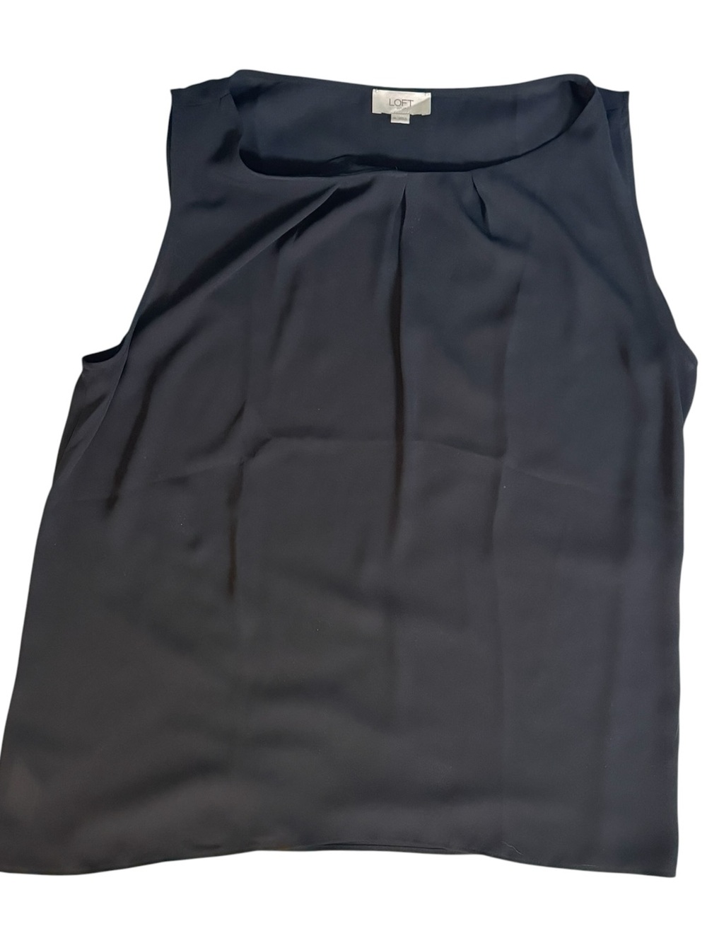 LOFT Navy Sleeveless Pleat Front Blouse